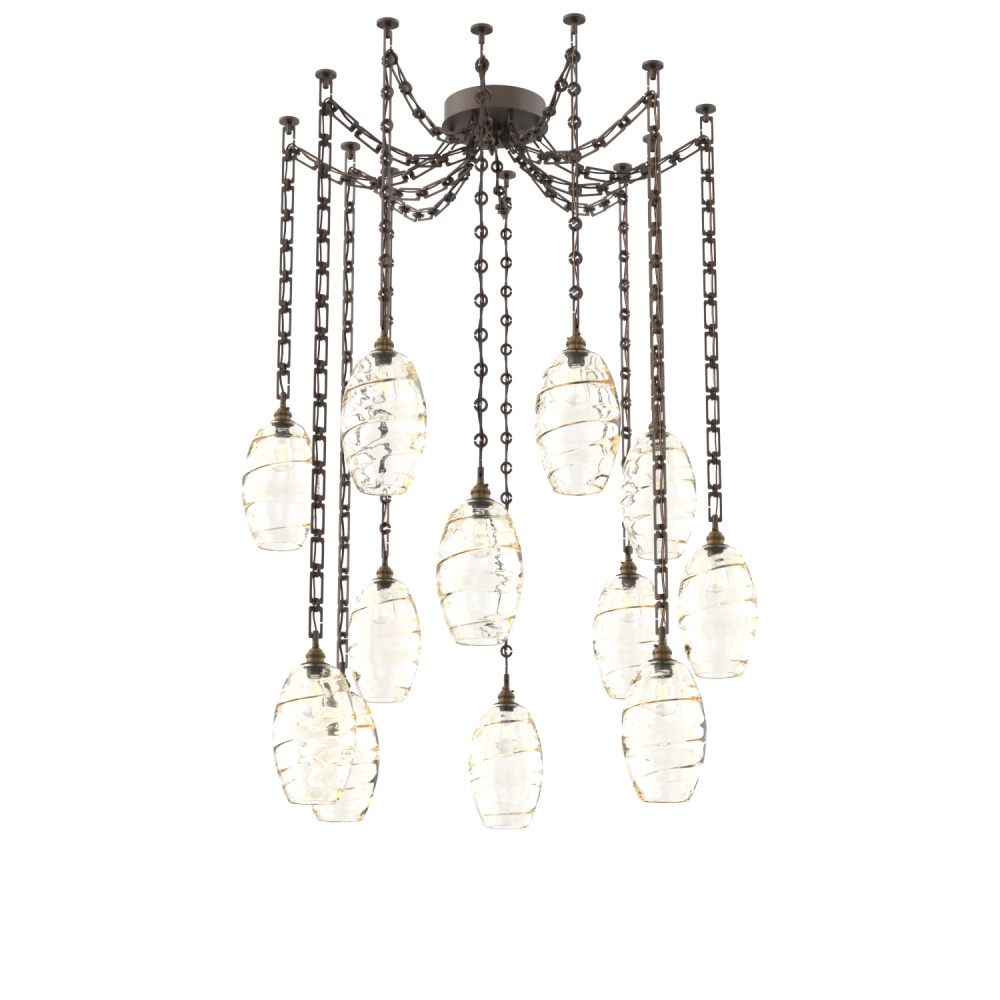 Ellisse Multi Light Pendant Multi Port Canopy Flat Bronze