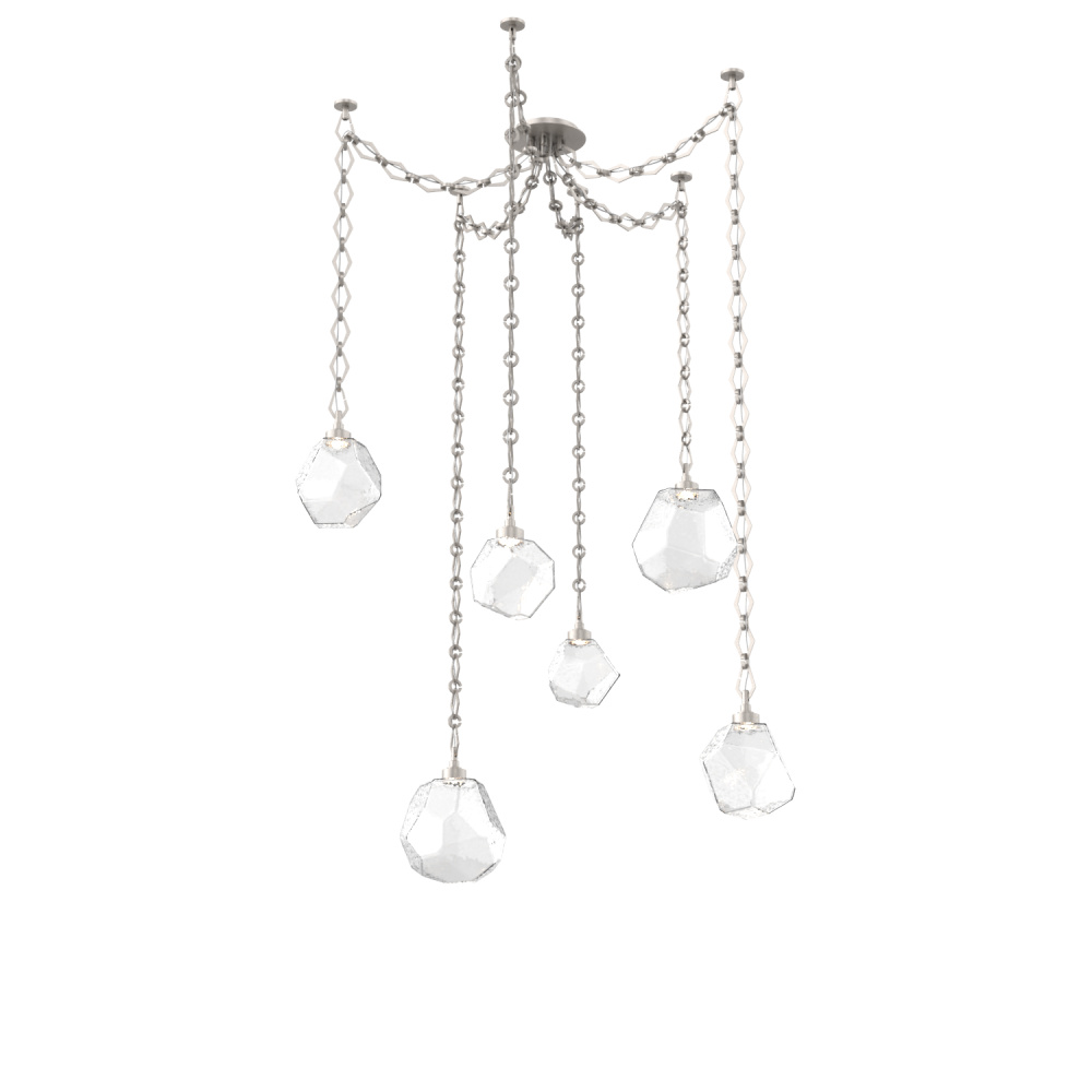 Gem Multi Light Pendant Multi Port Canopy Beige Silver