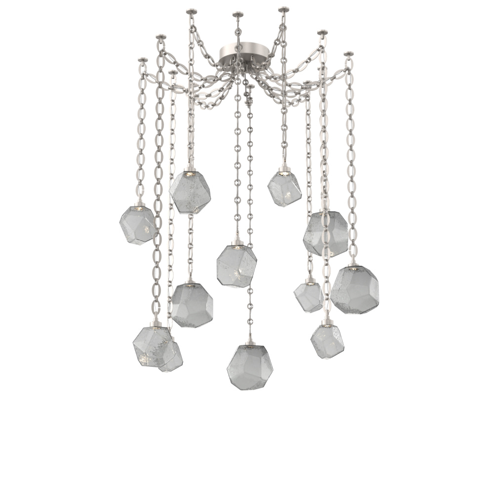 Gem Multi Light Pendant Multi Port Canopy Beige Silver
