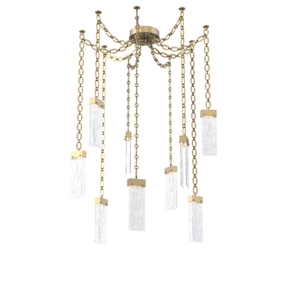 Parallel Multi Light Pendant Multi Port Canopy Gilded Brass