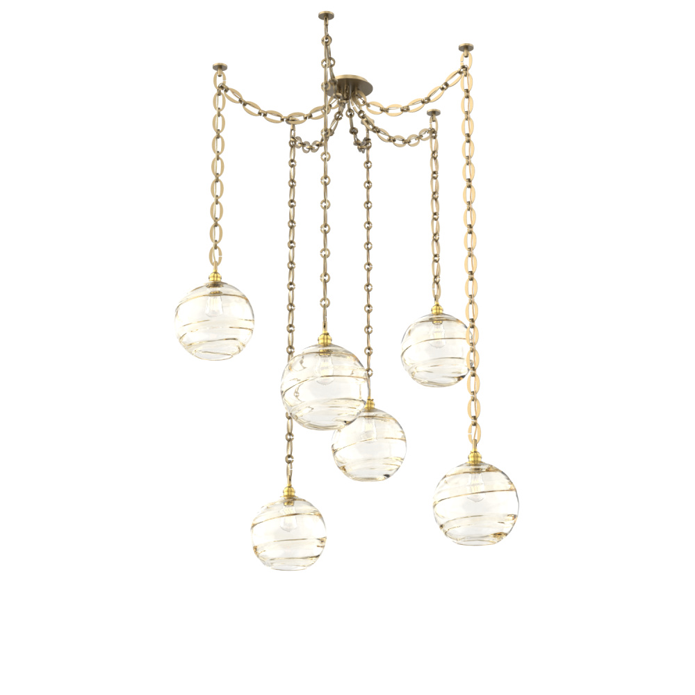 Terra Multi Light Pendant Multi Port Canopy Gilded Brass