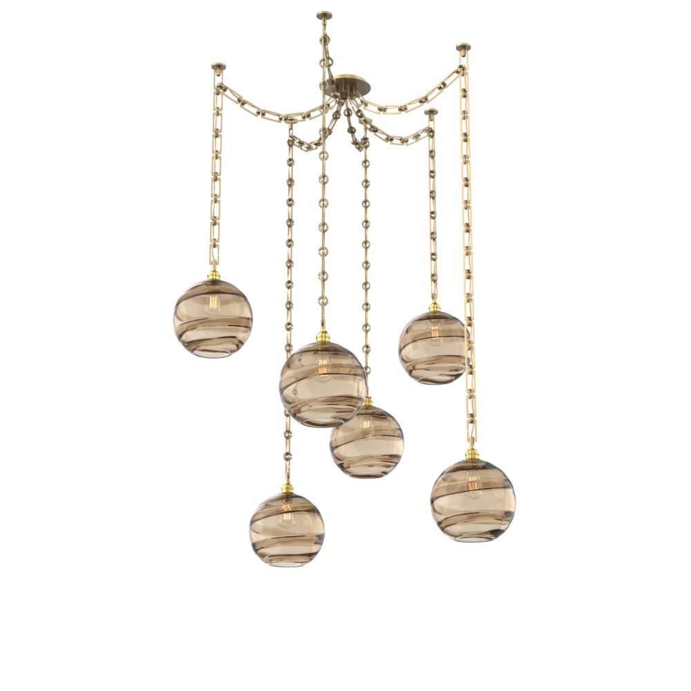 Terra Multi Light Pendant Multi Port Canopy Gilded Brass