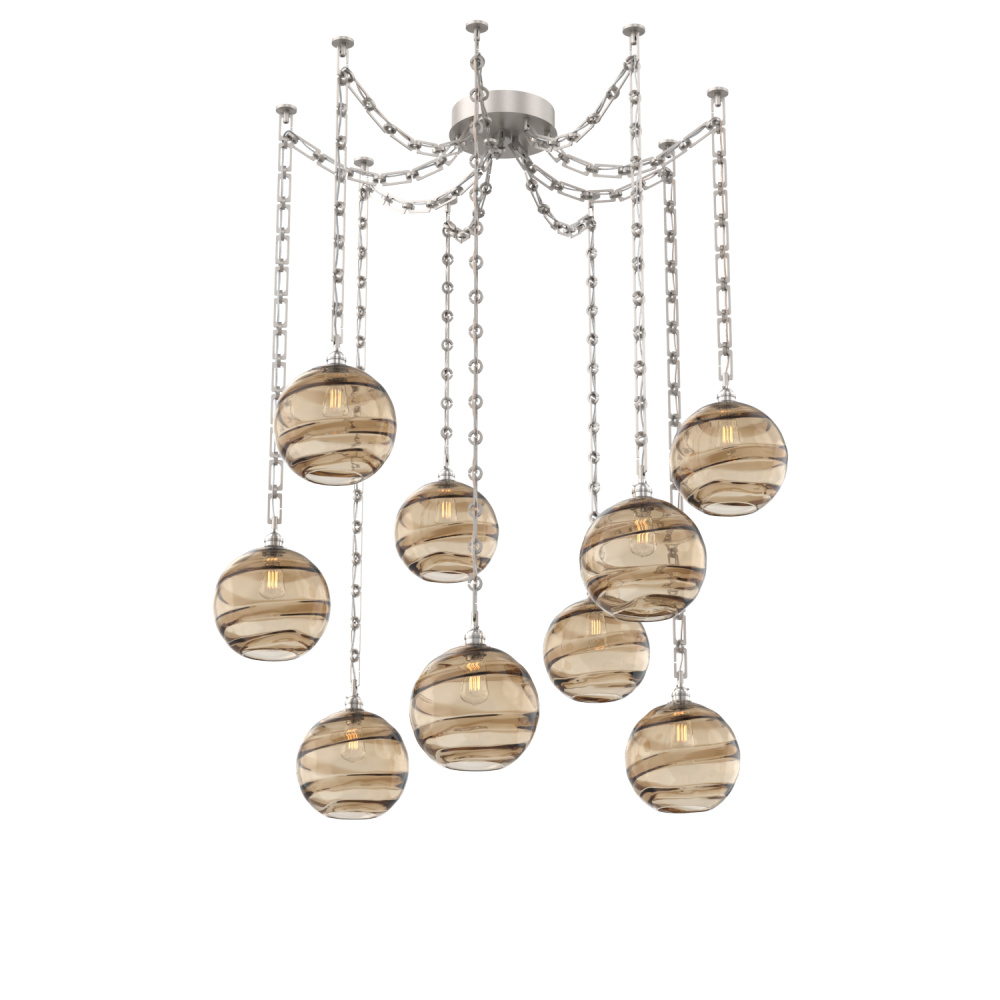 Terra Multi Light Pendant Multi Port Canopy Beige Silver