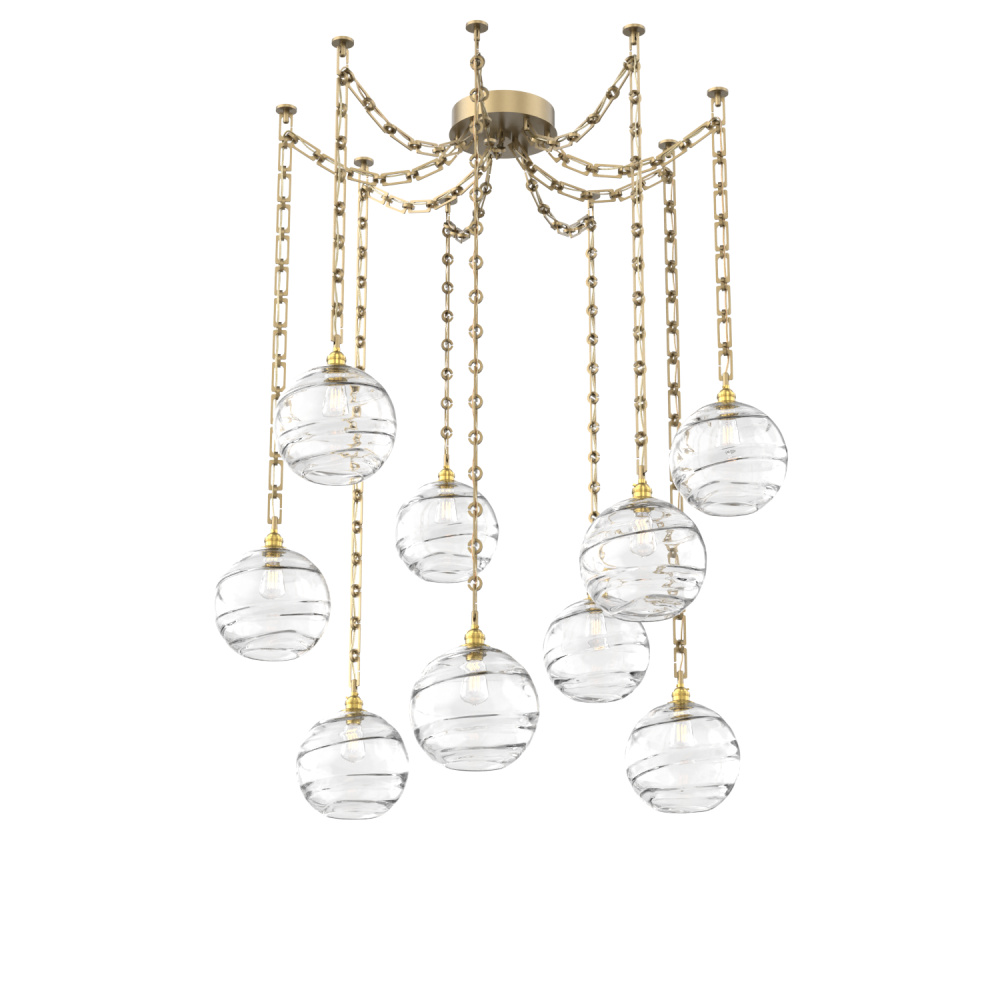 Terra Multi Light Pendant Multi Port Canopy Gilded Brass