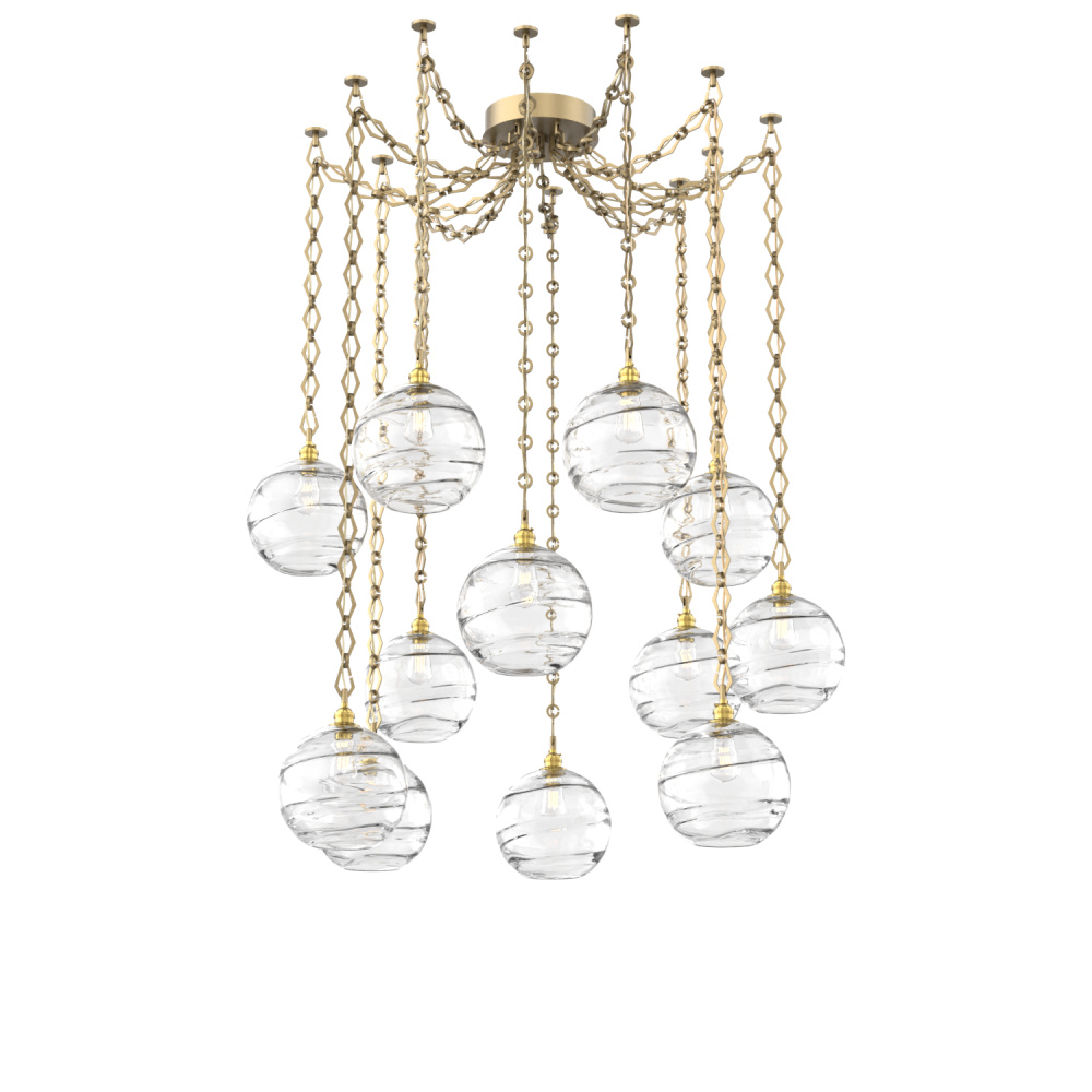 Terra Multi Light Pendant Multi Port Canopy Gilded Brass