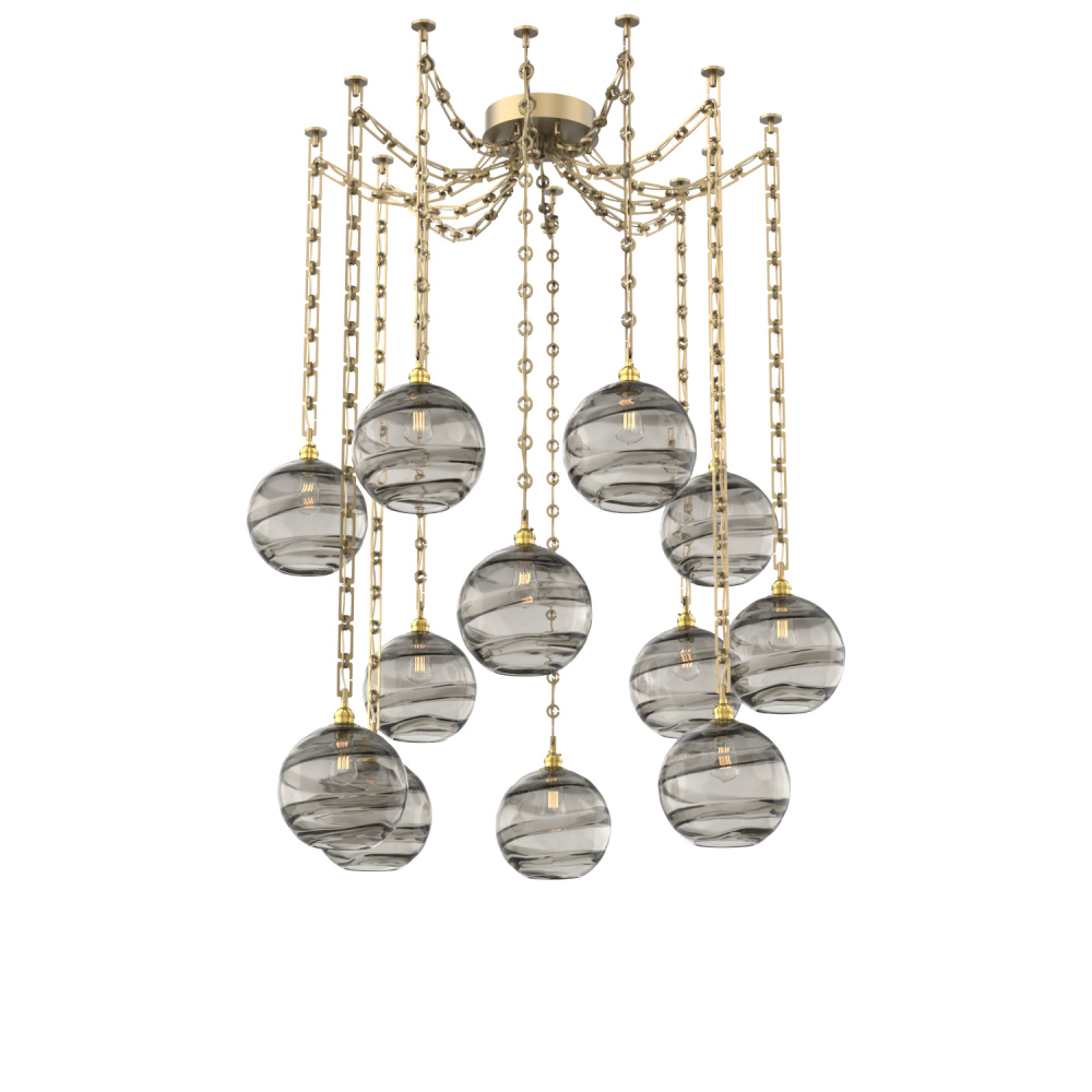 Terra Multi Light Pendant Multi Port Canopy Gilded Brass