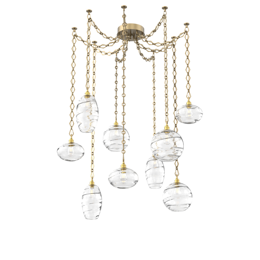Misto Multi Light Pendant Multi Port Canopy Gilded Brass