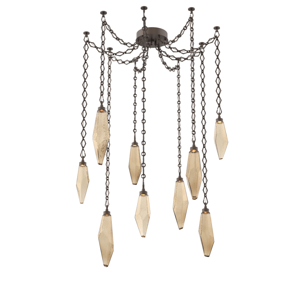 Rock Crystal Multi Light Pendant Multi Port Canopy Flat Bronze