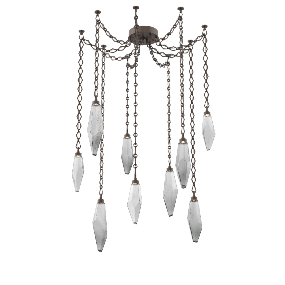 Rock Crystal Multi Light Pendant Multi Port Canopy Flat Bronze