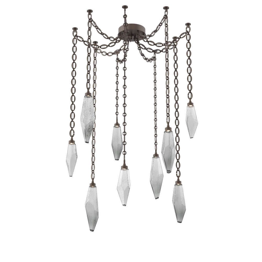 Rock Crystal Multi Light Pendant Multi Port Canopy Flat Bronze