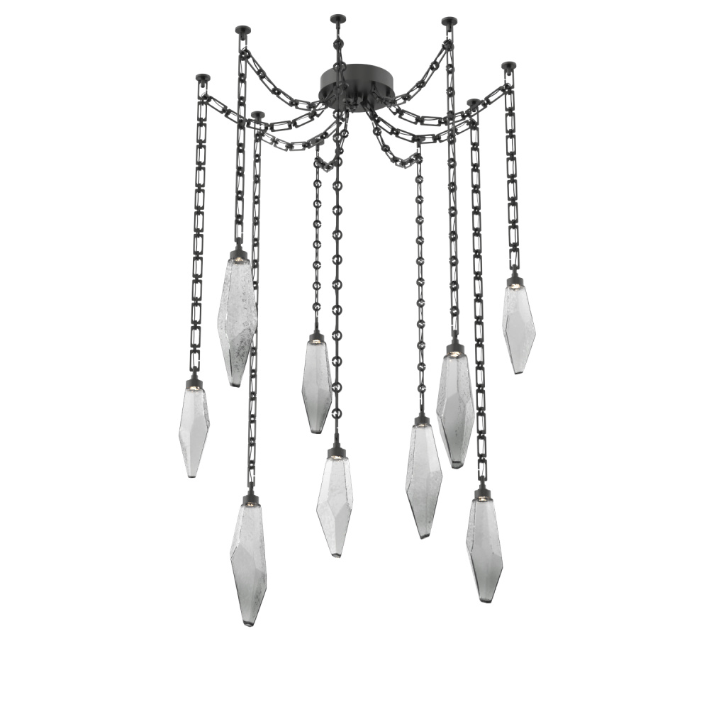 Rock Crystal Multi Light Pendant Multi Port Canopy Matte Black