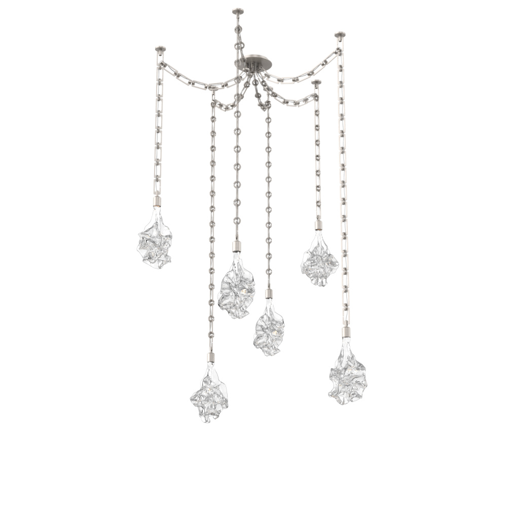 Blossom Multi Light Pendant Multi Port Canopy Beige Silver