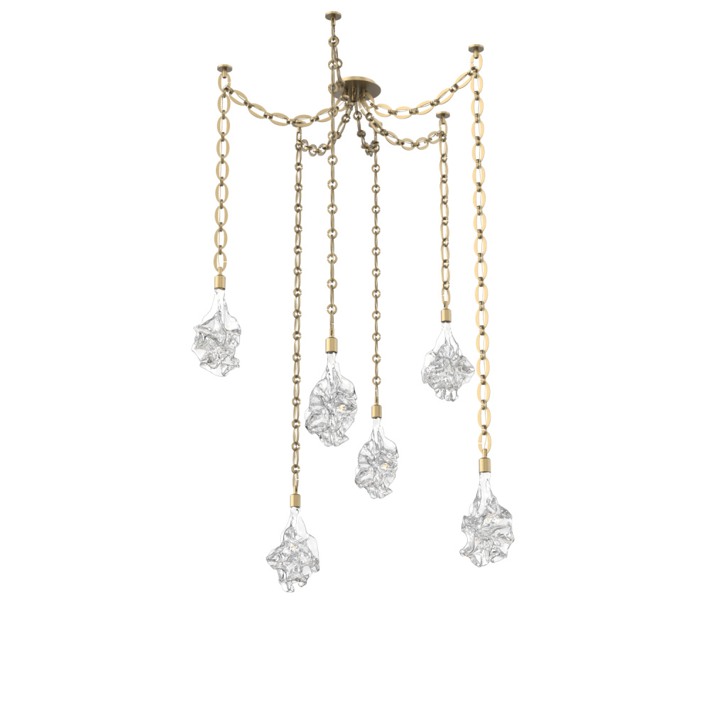 Blossom Multi Light Pendant Multi Port Canopy Gilded Brass