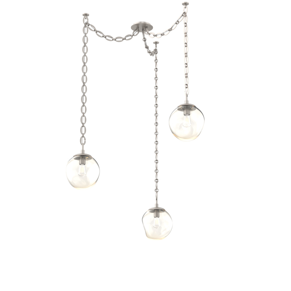Aster Bulb Multi Light Pendant Multi Port Canopy Beige Silver