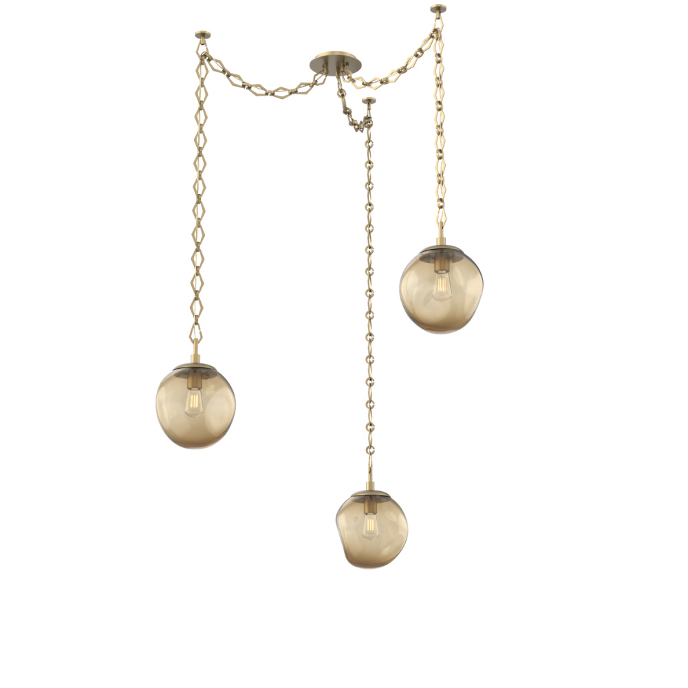 Aster Bulb Multi Light Pendant Multi Port Canopy Gilded Brass
