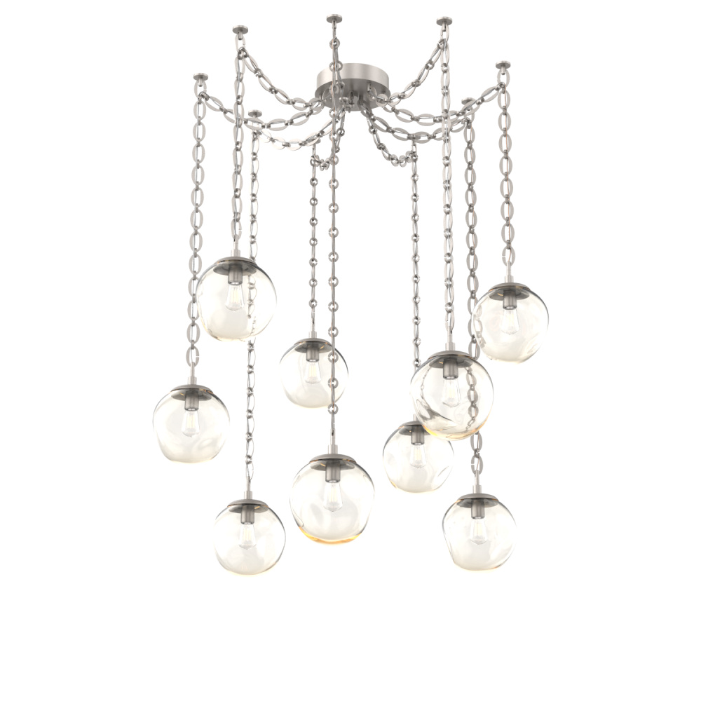 Aster Bulb Multi Light Pendant Multi Port Canopy Beige Silver