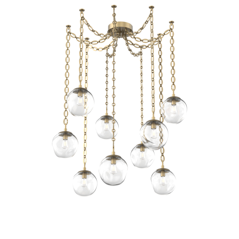 Aster Bulb Multi Light Pendant Multi Port Canopy Gilded Brass