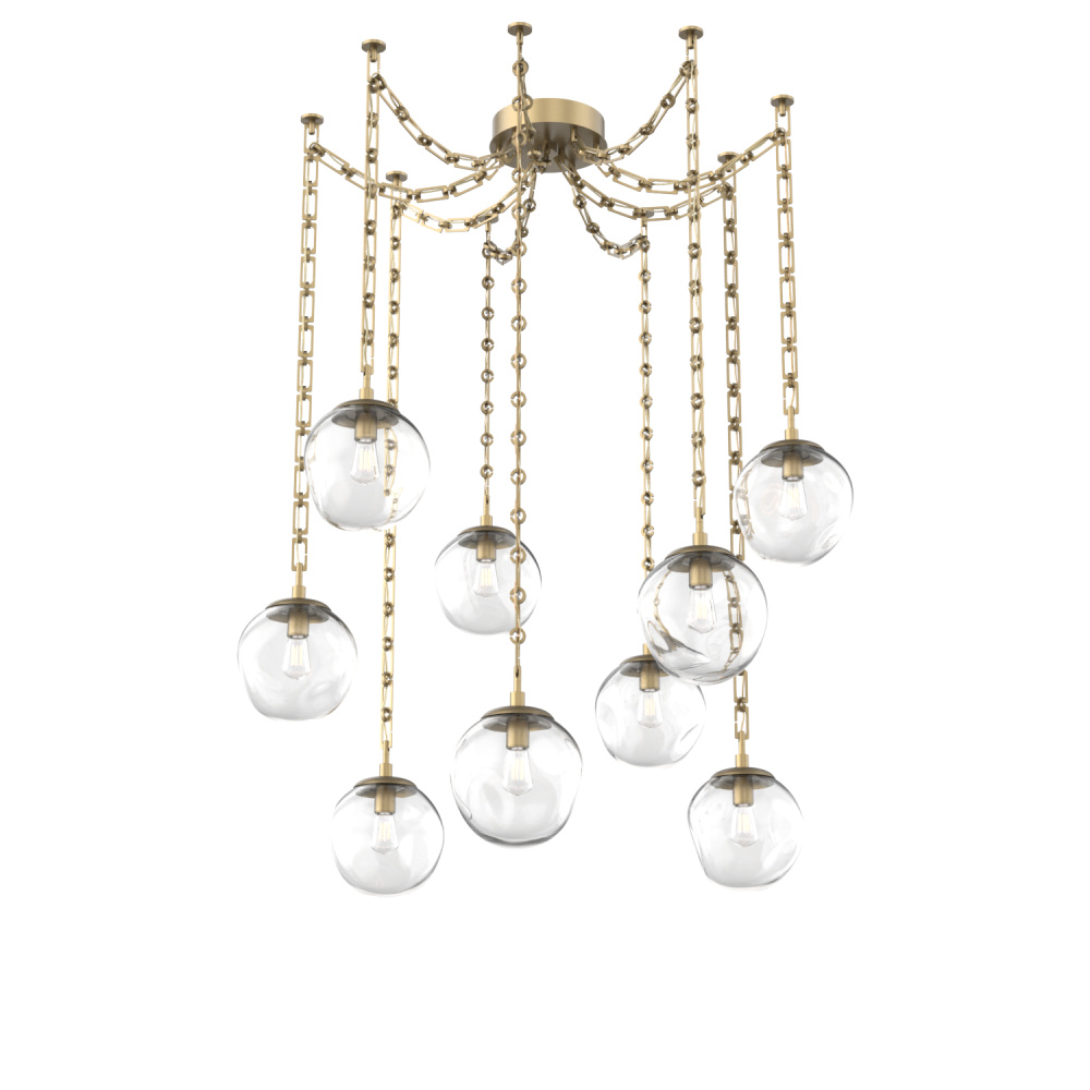 Aster Bulb Multi Light Pendant Multi Port Canopy Gilded Brass