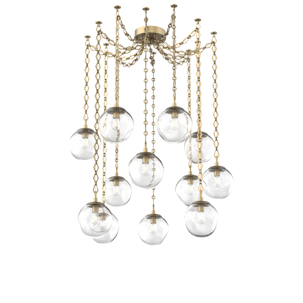 Aster Bulb Multi Light Pendant Multi Port Canopy Gilded Brass