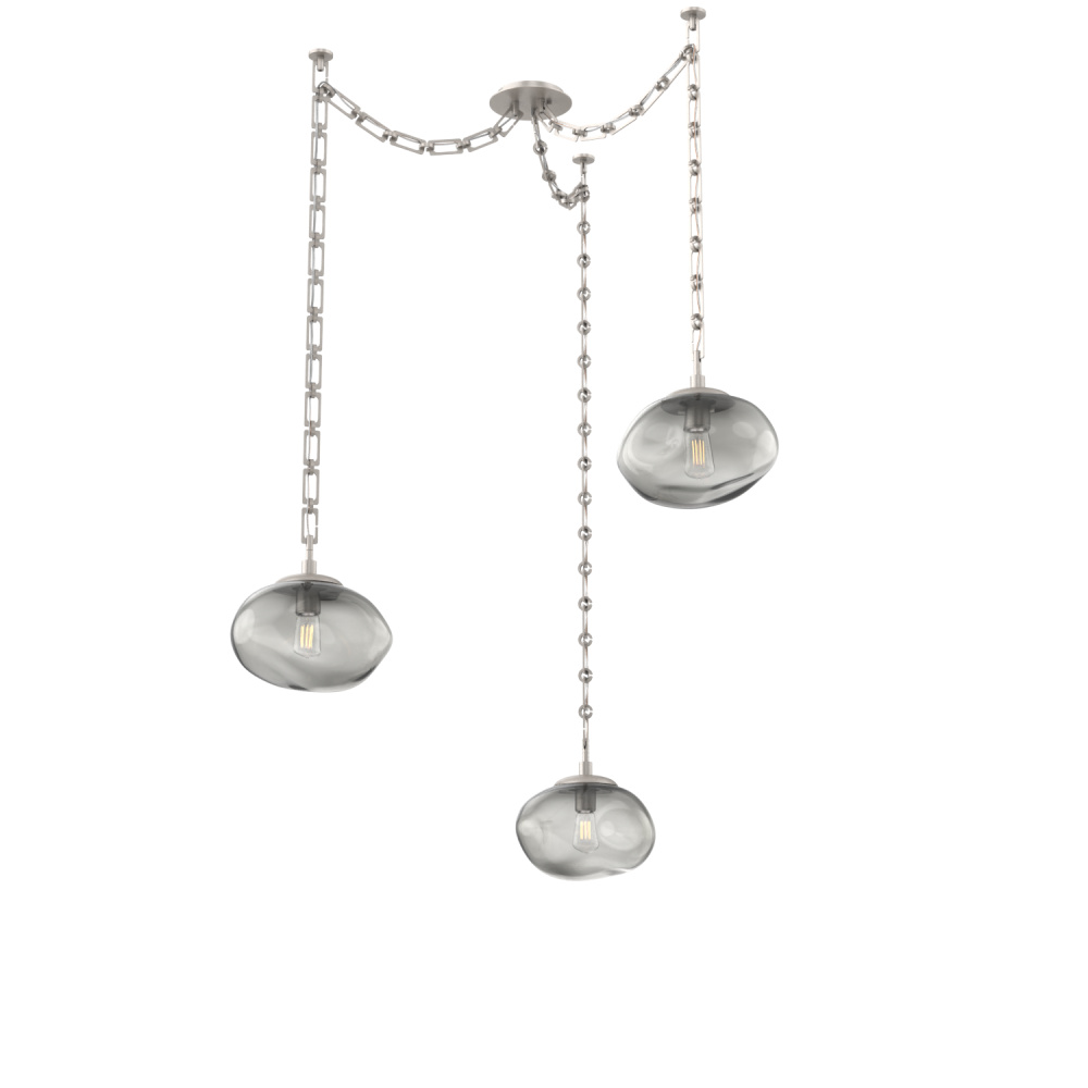 Nova Bulb Multi Light Pendant Multi Port Canopy Beige Silver