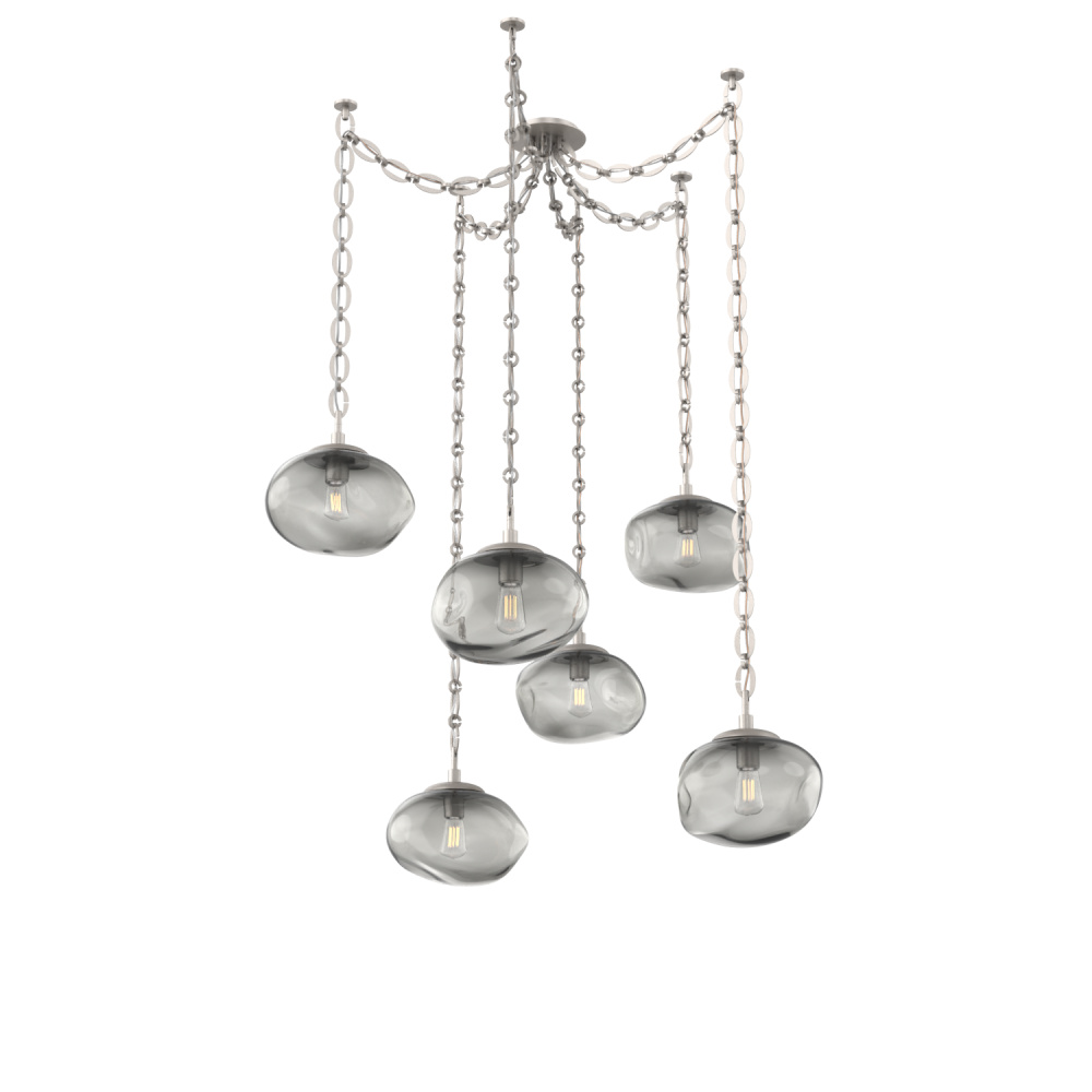 Nova Bulb Multi Light Pendant Multi Port Canopy Beige Silver