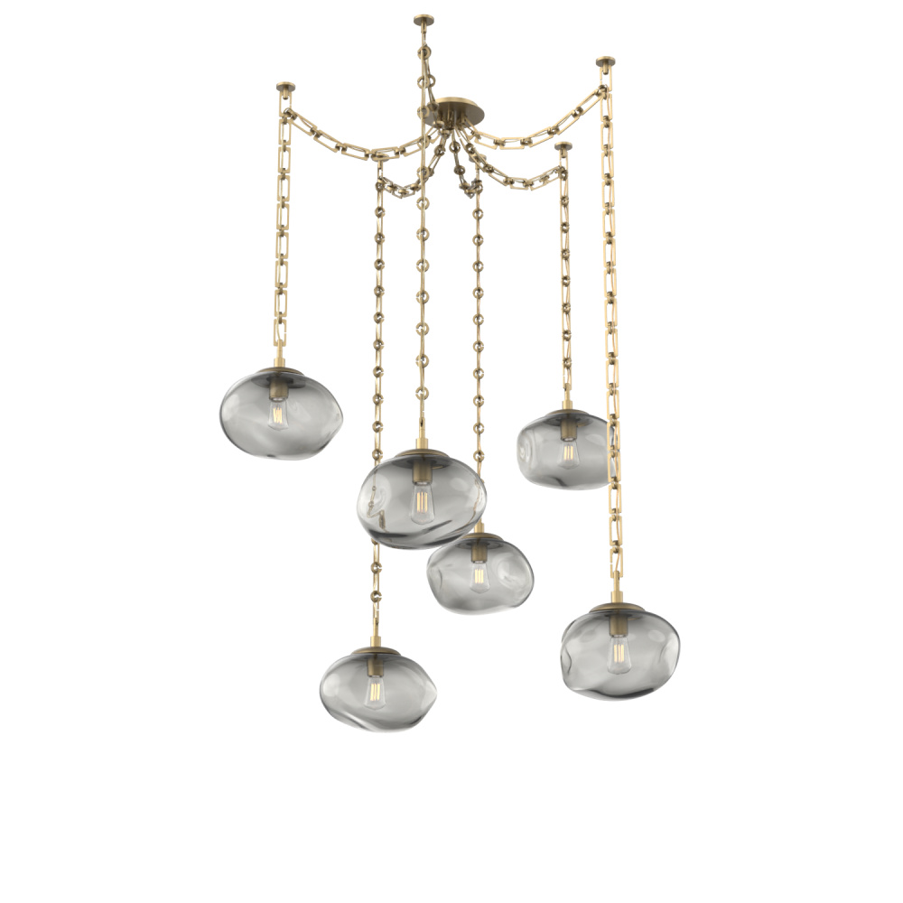 Nova Bulb Multi Light Pendant Multi Port Canopy Gilded Brass
