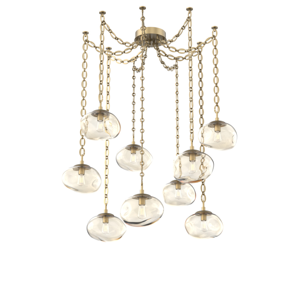 Nova Bulb Multi Light Pendant Multi Port Canopy Gilded Brass