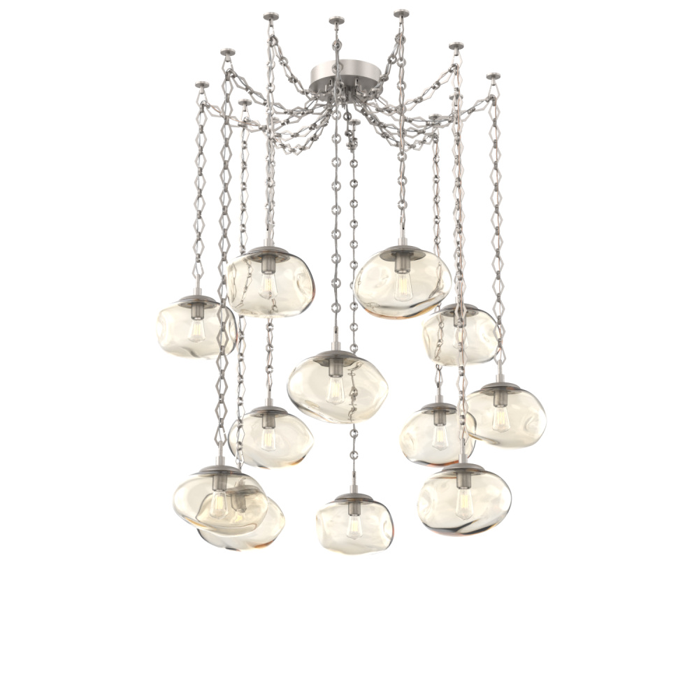 Nova Bulb Multi Light Pendant Multi Port Canopy Beige Silver