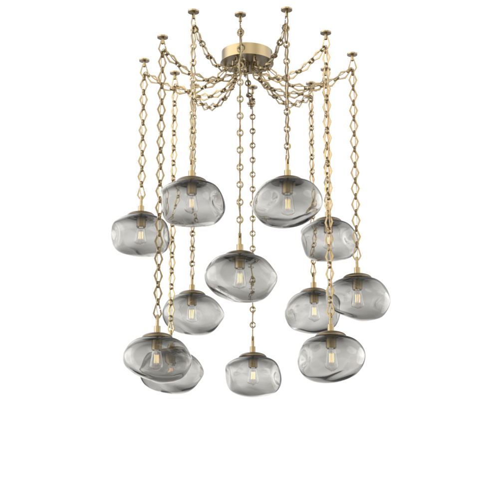 Nova Bulb Multi Light Pendant Multi Port Canopy Gilded Brass