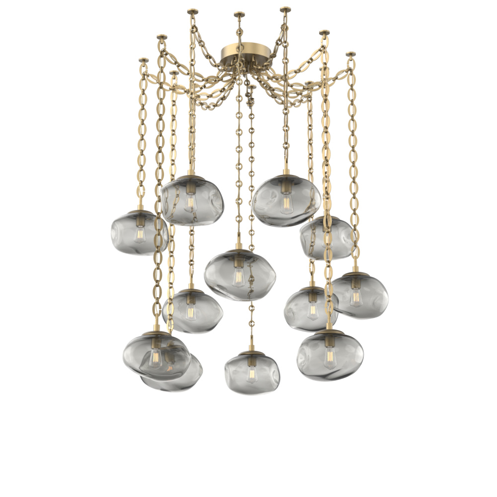 Nova Bulb Multi Light Pendant Multi Port Canopy Gilded Brass