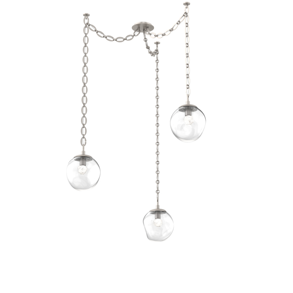 Aster LED Multi Light Pendant Multi Port Canopy Beige Silver