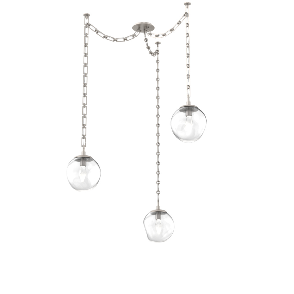 Aster LED Multi Light Pendant Multi Port Canopy Beige Silver