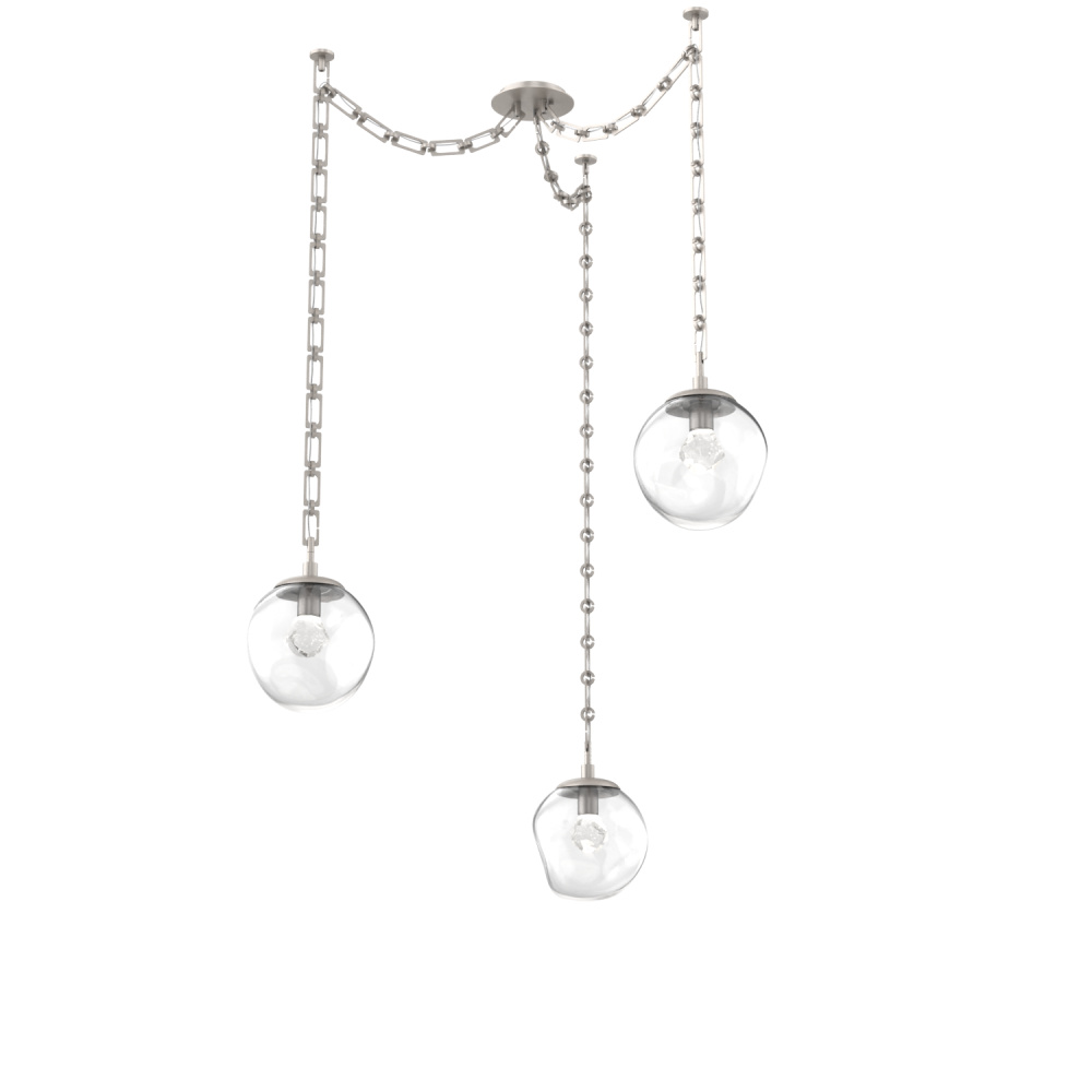Aster LED Multi Light Pendant Multi Port Canopy Beige Silver