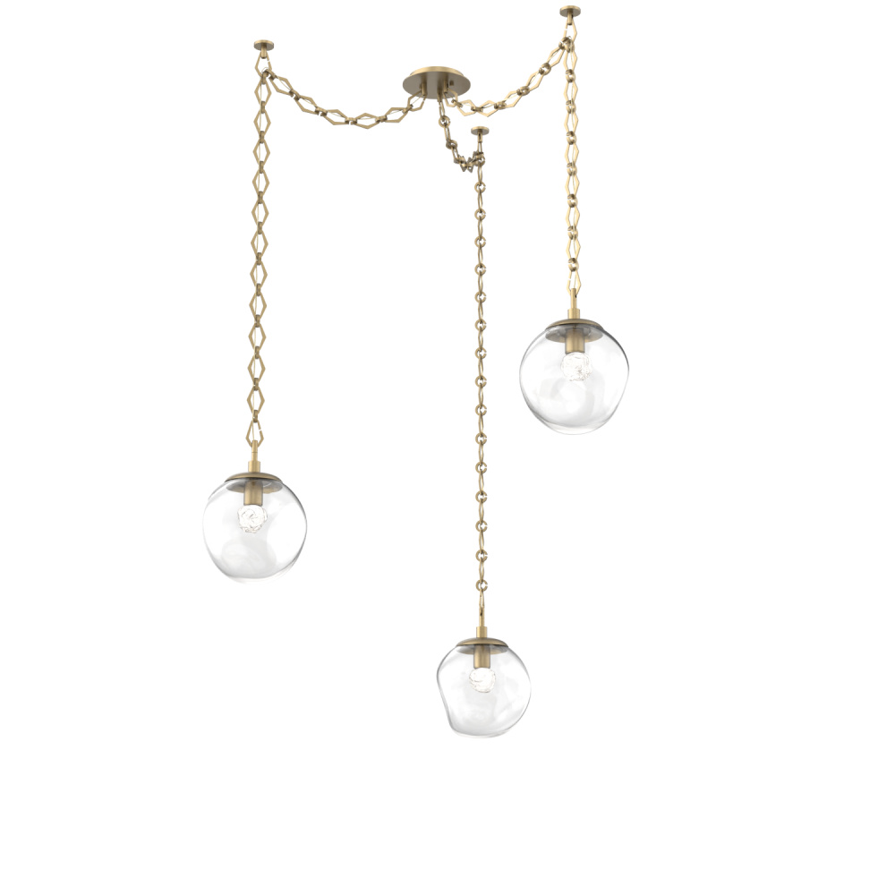 Aster LED Multi Light Pendant Multi Port Canopy Gilded Brass