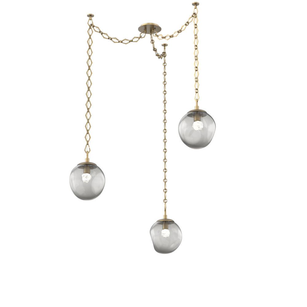 Aster LED Multi Light Pendant Multi Port Canopy Gilded Brass