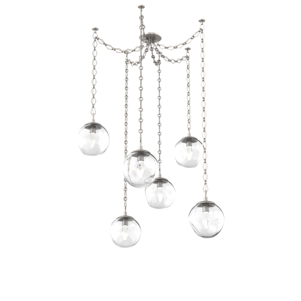 Aster LED Multi Light Pendant Multi Port Canopy Beige Silver