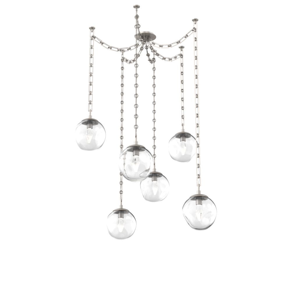 Aster LED Multi Light Pendant Multi Port Canopy Beige Silver