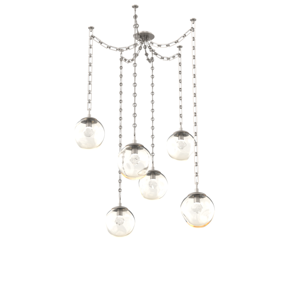 Aster LED Multi Light Pendant Multi Port Canopy Beige Silver
