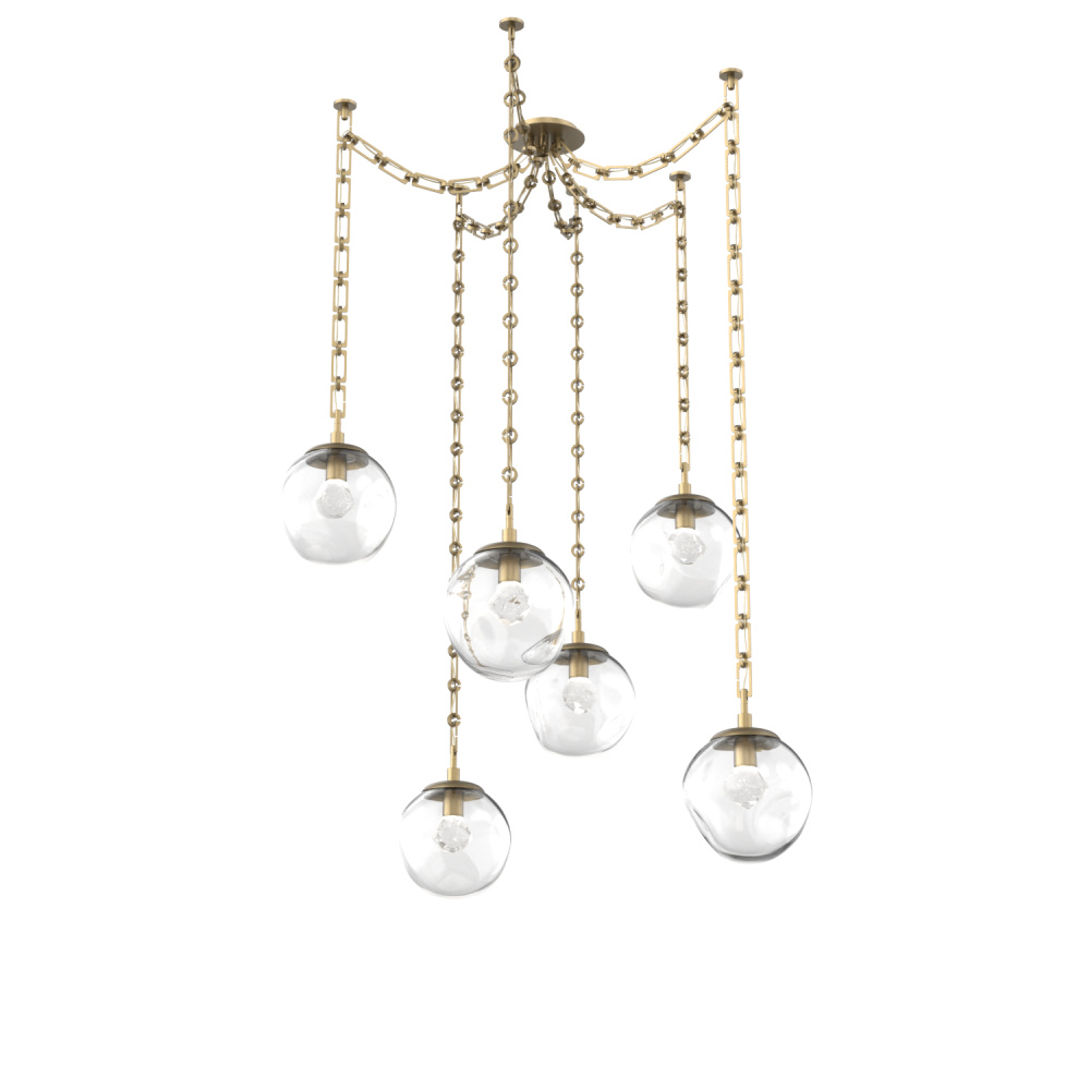 Aster LED Multi Light Pendant Multi Port Canopy Gilded Brass