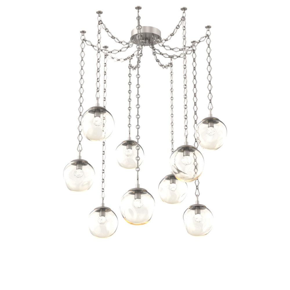 Aster LED Multi Light Pendant Multi Port Canopy Beige Silver