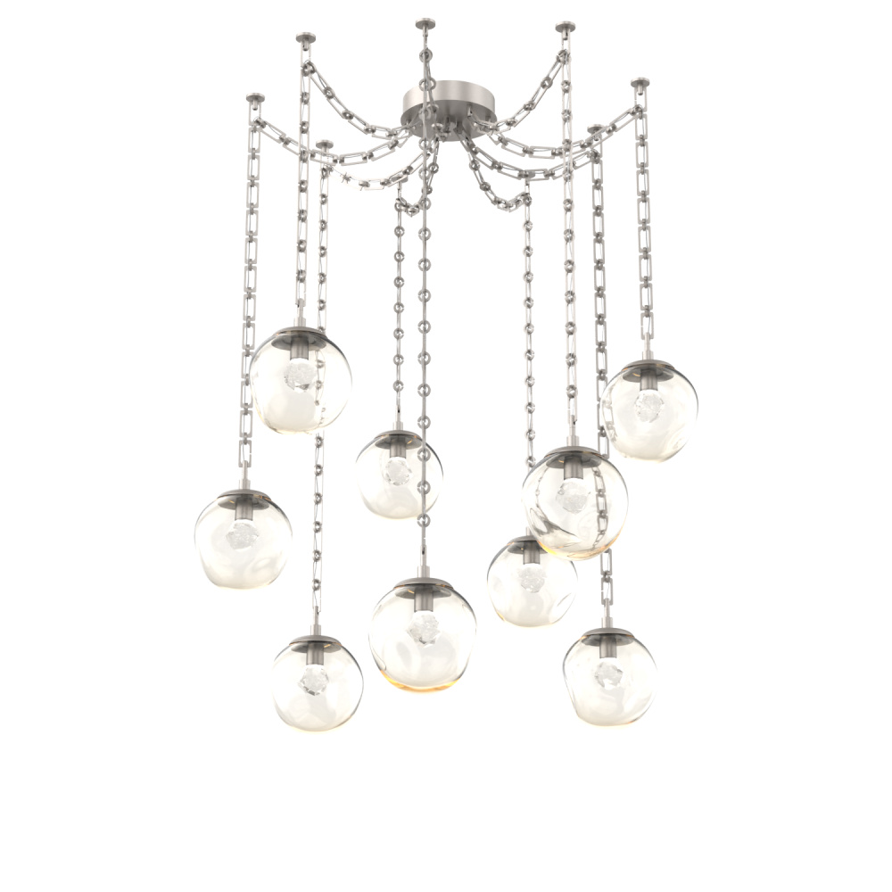Aster LED Multi Light Pendant Multi Port Canopy Beige Silver
