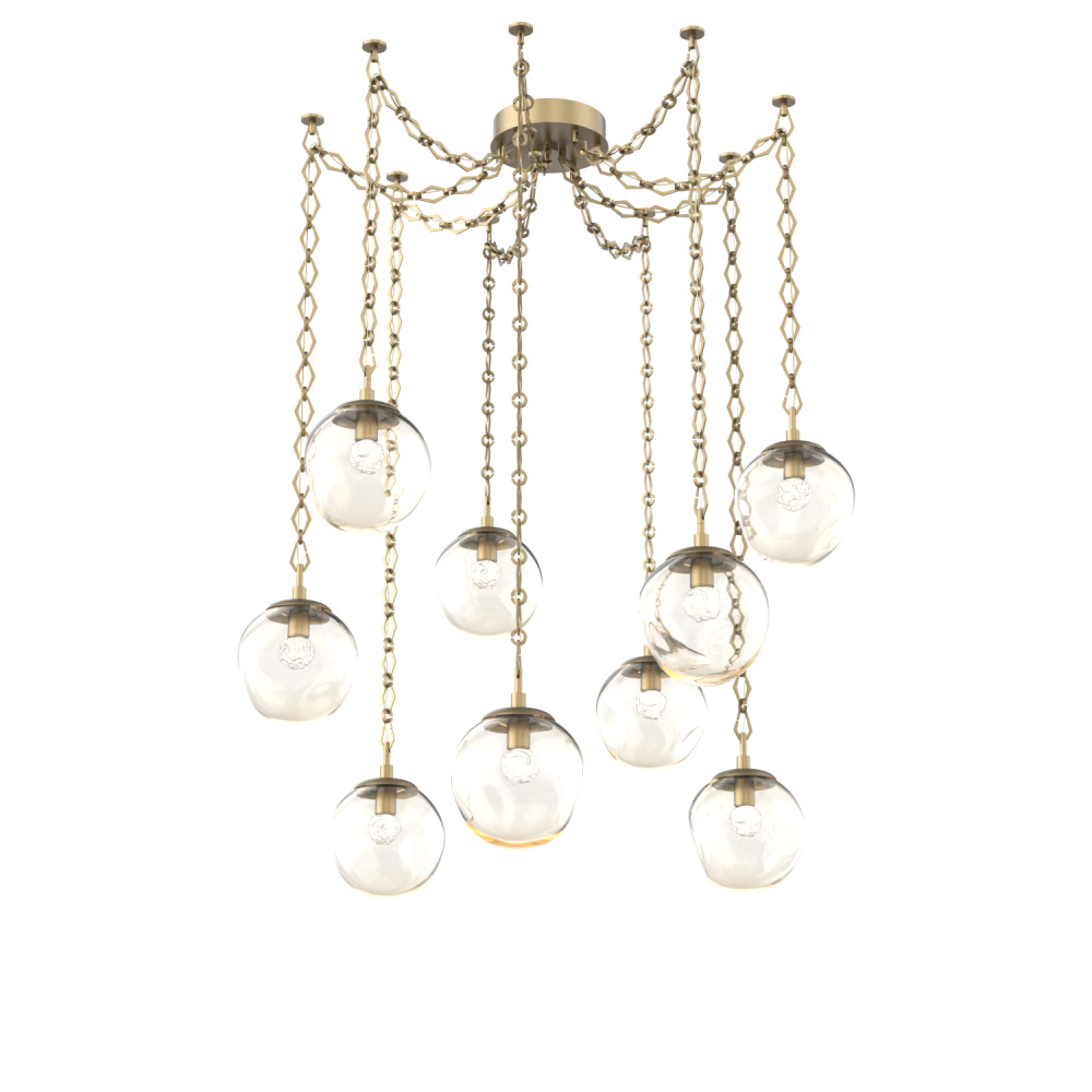 Aster LED Multi Light Pendant Multi Port Canopy Gilded Brass