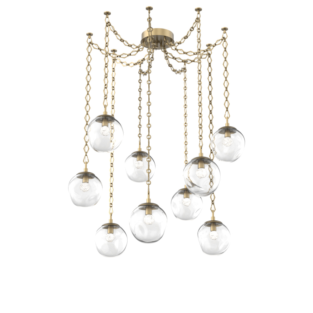 Aster LED Multi Light Pendant Multi Port Canopy Gilded Brass