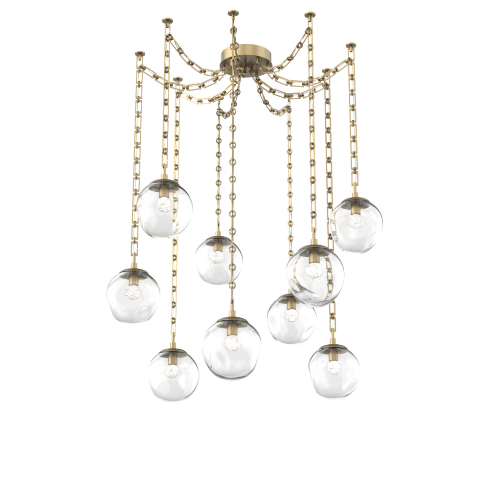 Aster LED Multi Light Pendant Multi Port Canopy Gilded Brass