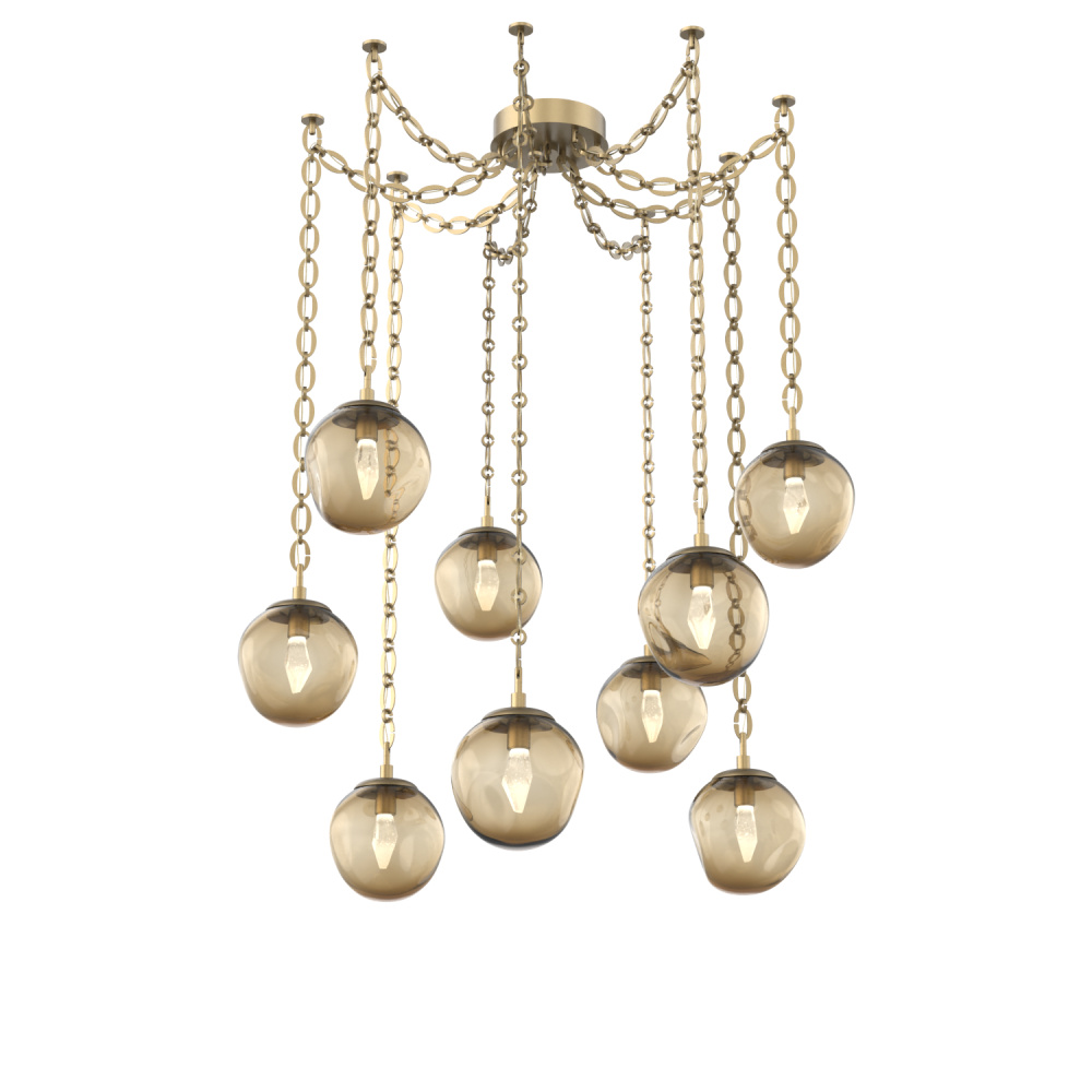 Aster LED Multi Light Pendant Multi Port Canopy Gilded Brass