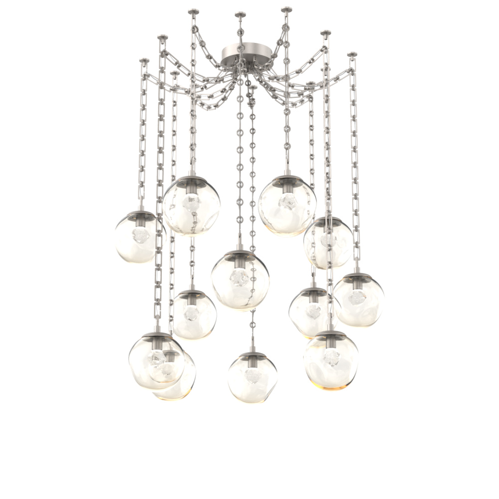 Aster LED Multi Light Pendant Multi Port Canopy Beige Silver