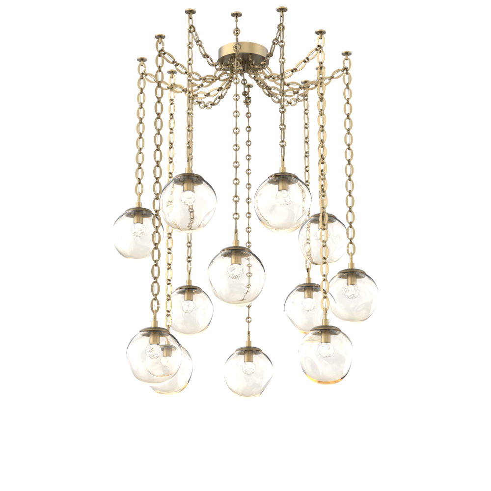 Aster LED Multi Light Pendant Multi Port Canopy Gilded Brass