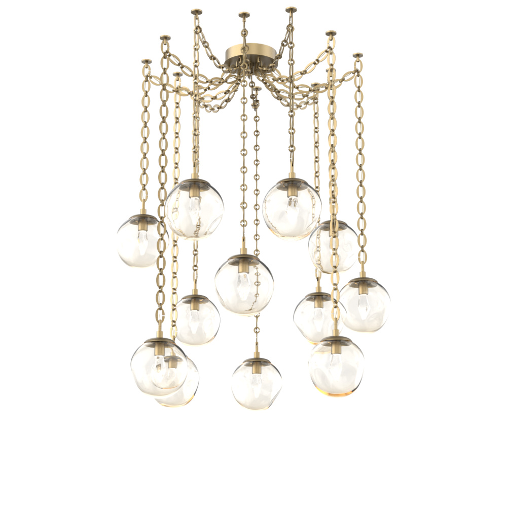 Aster LED Multi Light Pendant Multi Port Canopy Gilded Brass