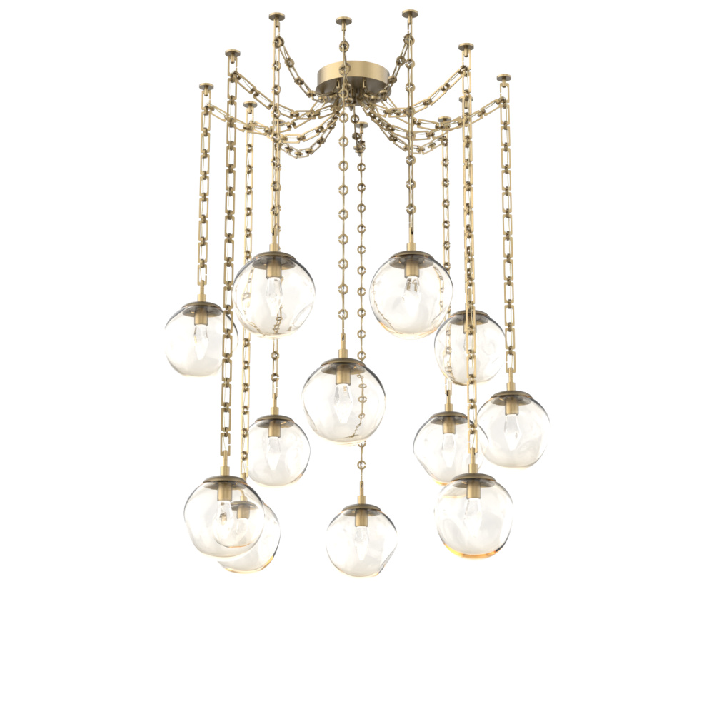 Aster LED Multi Light Pendant Multi Port Canopy Gilded Brass
