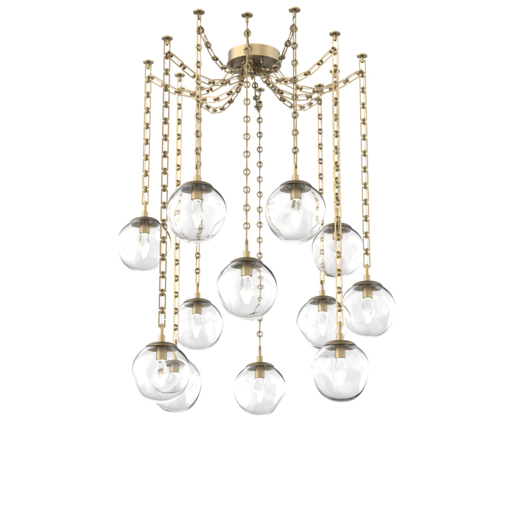 Aster LED Multi Light Pendant Multi Port Canopy Gilded Brass